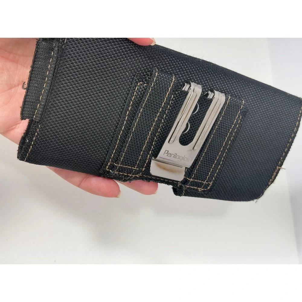 Perilogics Black Nylon Horizontal Universal Phone Holster Belt Clip Pouch Rugged